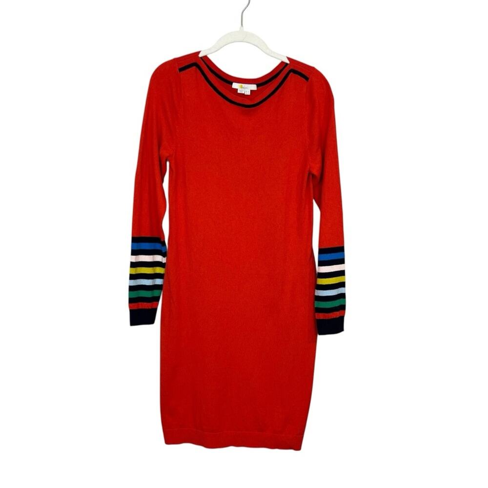 Boden Rainbow Stripe Alba Sweater Dress Red Orange US sz 4 - Picture 3 of 10